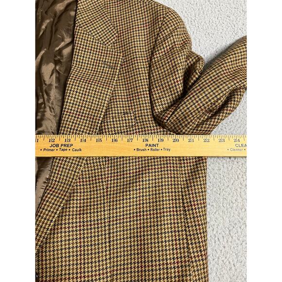 Vintage Lord & Taylor Blazer 42 Tall Ralph Lauren Wool Houndstooth Beige Tan 42T - Picture 9 of 14